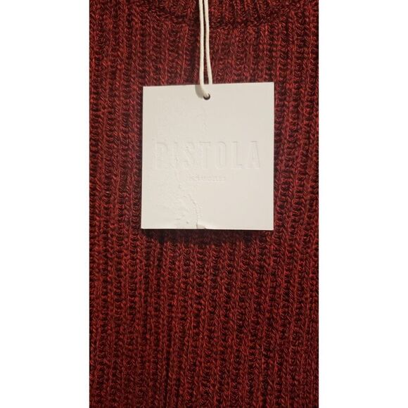 Pistola Distressed Cotton Crew Neck Pullover Sweater in Cherry Black Marl XL - Picture 7 of 11